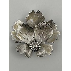 Vintage Corocraft Brooch‎ Silver Tone Flower FLAWED READ